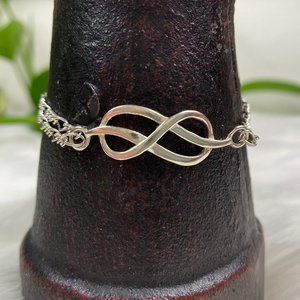 Sterling Silver Infinity Chain Bracelet Star Charm 6.5"